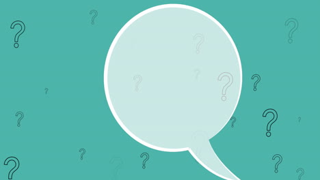animación de la burbuja de habla y los signos de interrogación sobre fondo verde