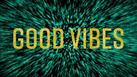 animation of good vibes text and spots on black background