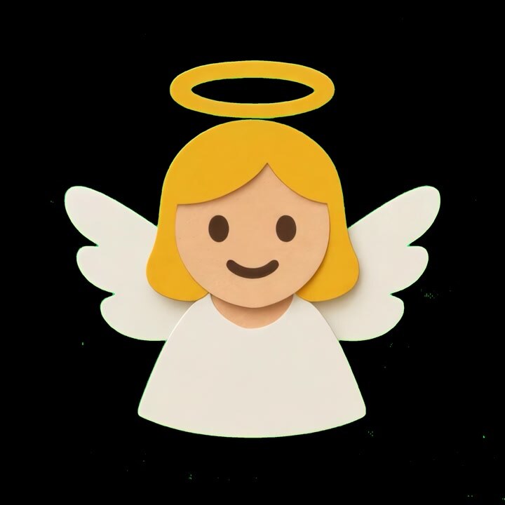 Animated Paper-Style Angel Emoji Character