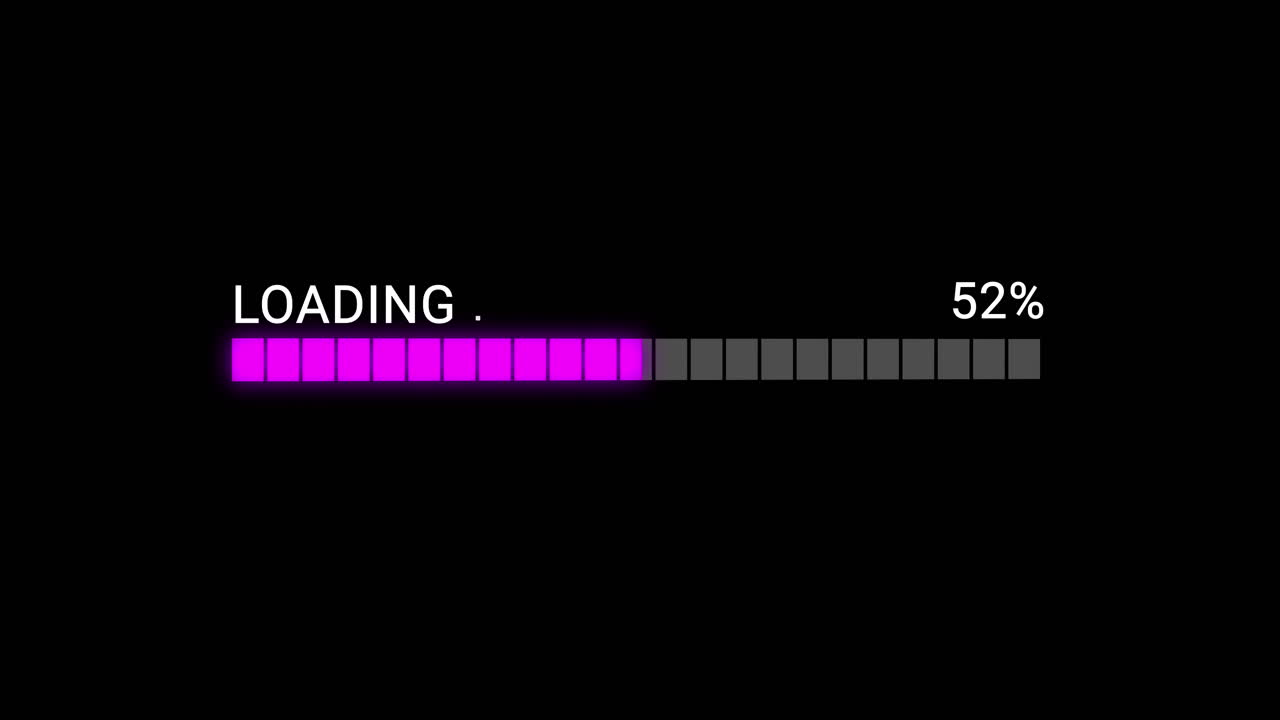 Digital Loading Progress Bar Animation on Black Background
