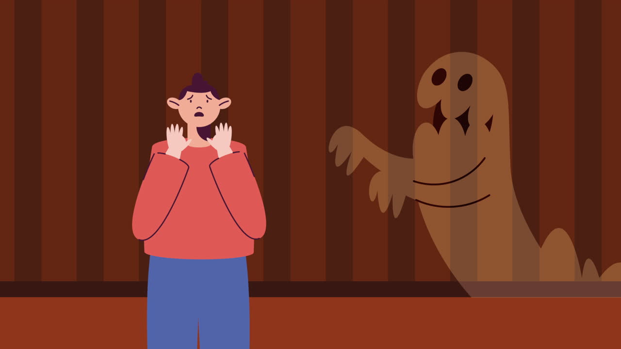 niño asustado y fantasma