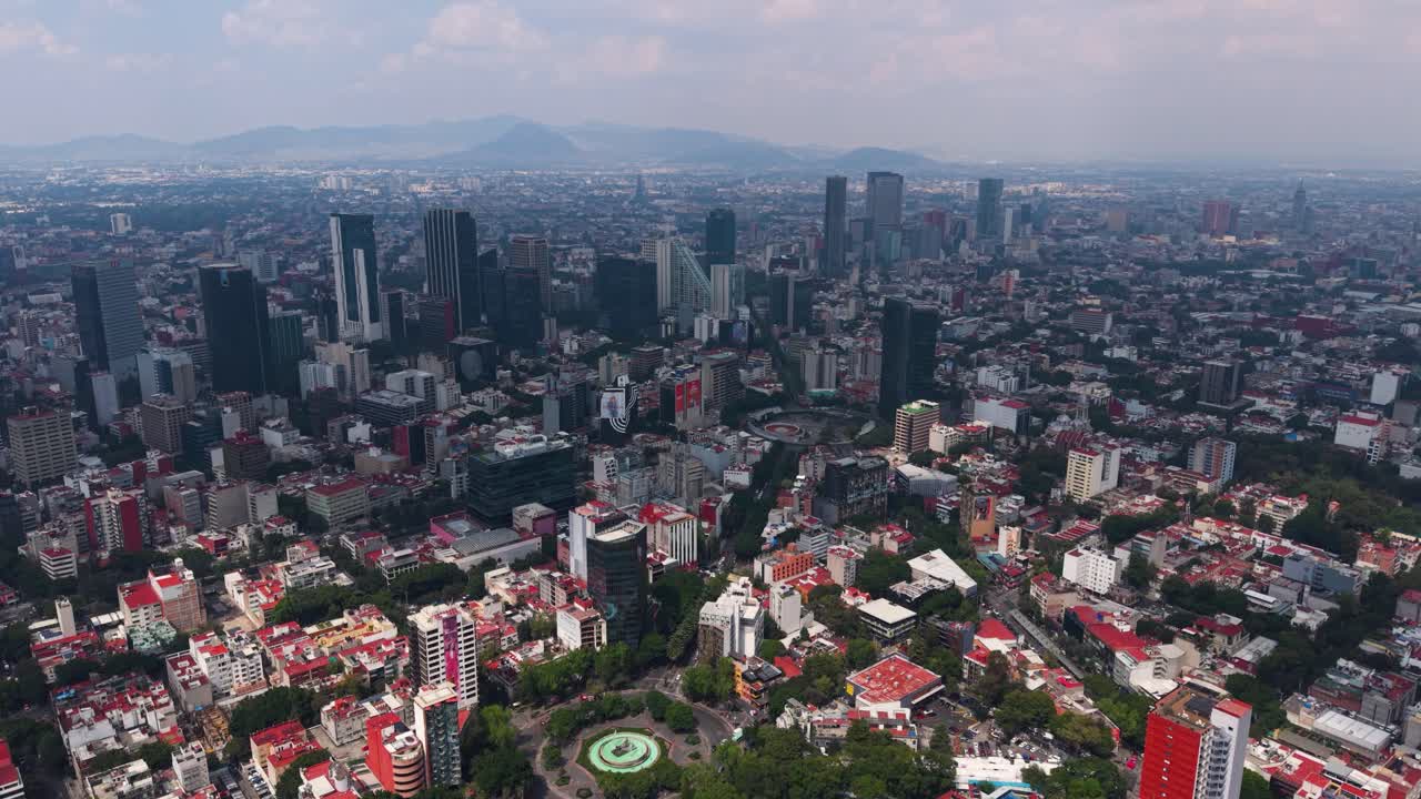 Overhead shot of the Mexican capital in changing weather conditions