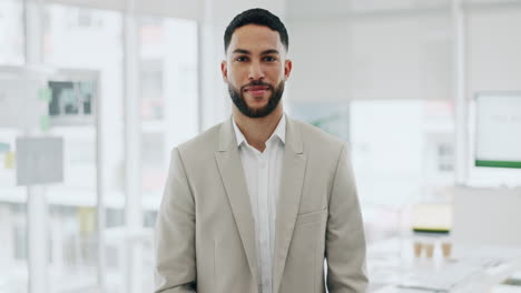 Business-man,-portrait-and-smile-in-office