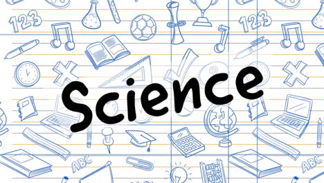 animation of science text over school icons