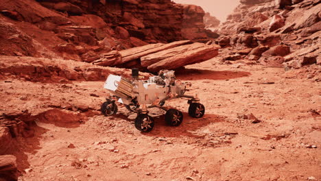 el rover de marte perseverance explorando el planeta rojo. elementos proporcionados por la nasa.