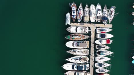 aerial view of boats in a marina