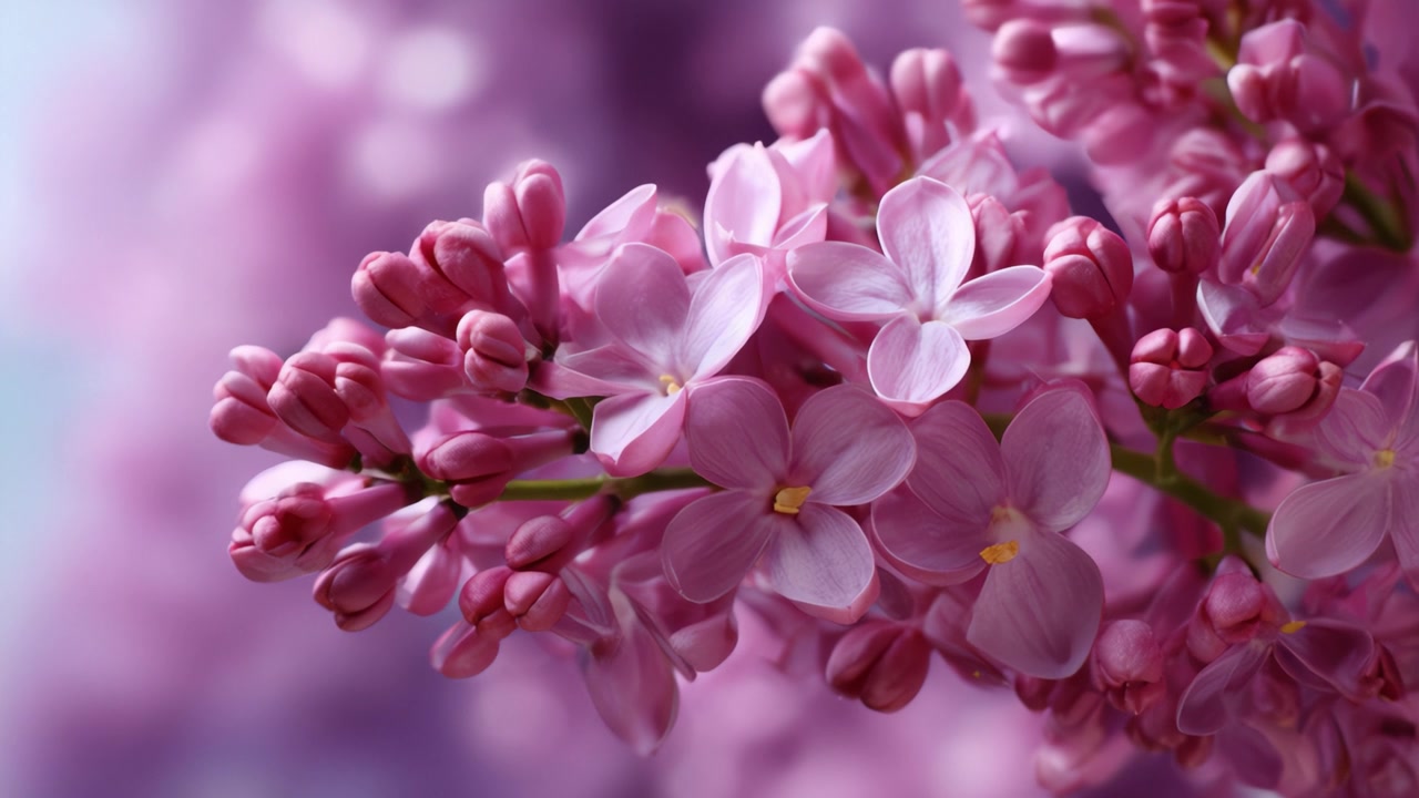 Wunderschöne Fliederblüten in voller Blüte: Faszinierende Nahaufnahmen von rosa Blütenblättern und Knospen, die die Pracht und Anmut der Natur in weichem Fokus zeigen