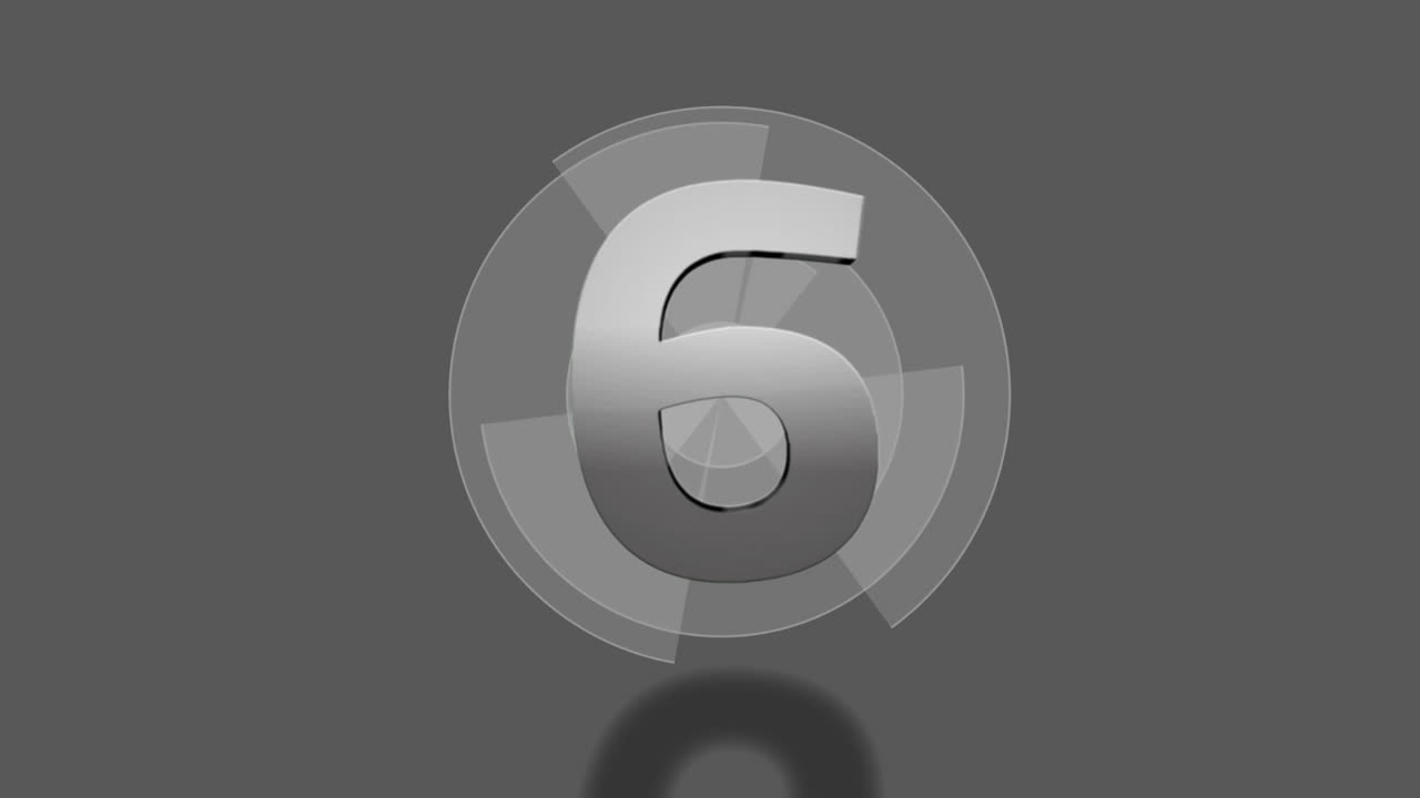 Digital animation of countdown of numbers over round scanner against grey background