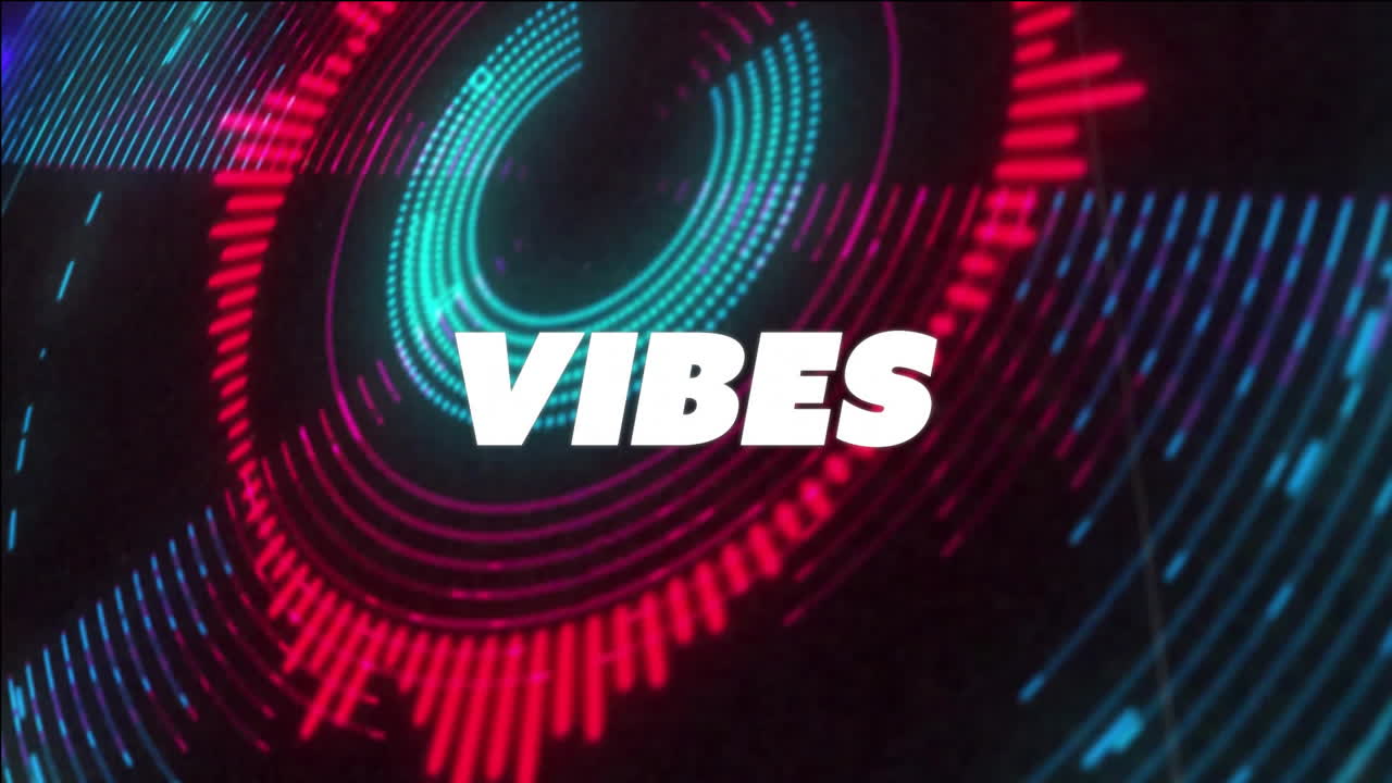 Animation of vibes text over pattern background