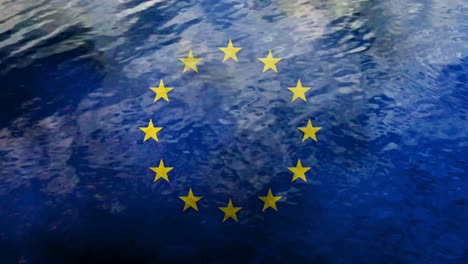 eu flag on water