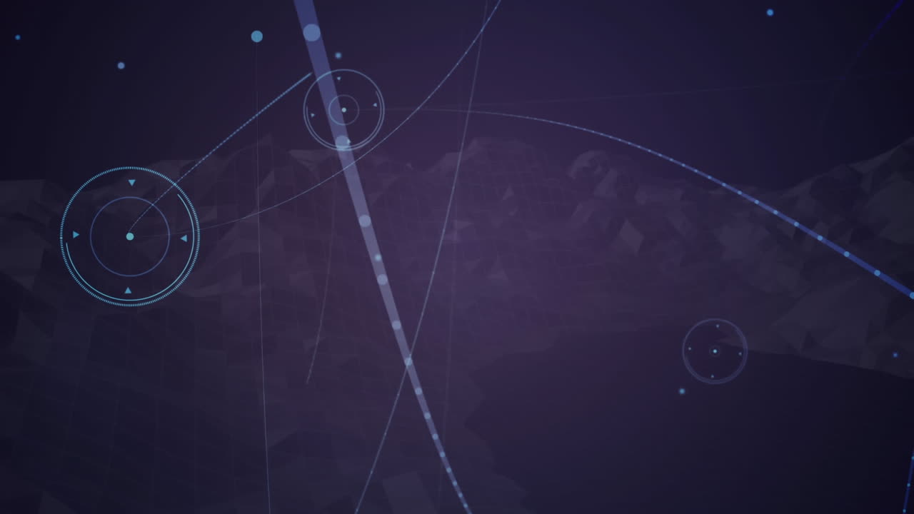 animación de redes de conexiones sobre montañas giratorias