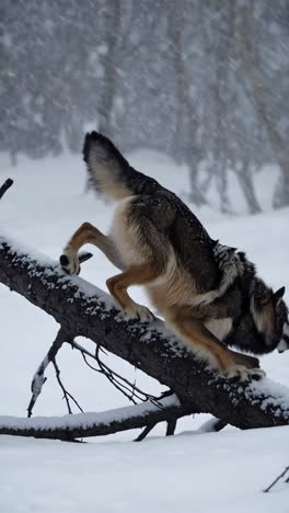 wolf in a snowy forest