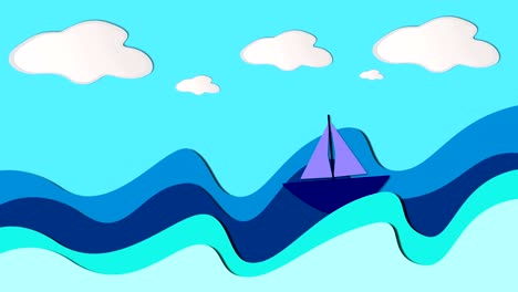 barco atravesando las olas animación, fondos de papel