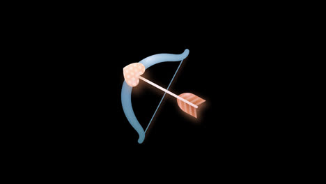 Cupid-Bow-with-Love-Arrow-icon-loop-Animation-video-transparent-background-with-alpha-channel