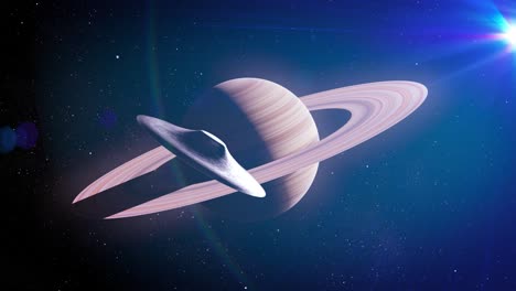 saturn and an unidentified object in deep space