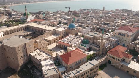 aerial view of view old city of acre, acre, israel.