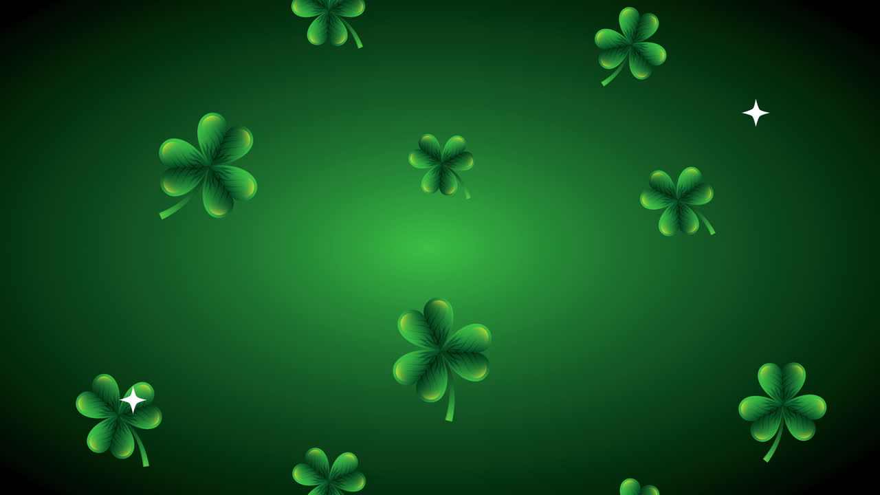 tarjeta animada del día de san patricio con patrón de tréboles