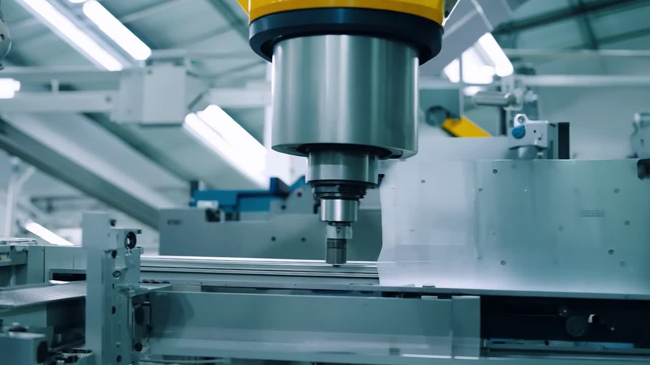 금속 부품을 작업하는 산업용 로 팔의 클로즈업