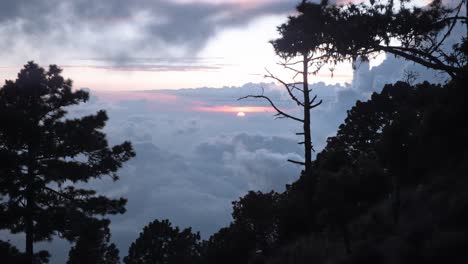 the sunset seen from the side of acatenango volcano in guatemala