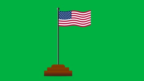 full view of america national flag isolated on green screen. concept for national holidays and government.