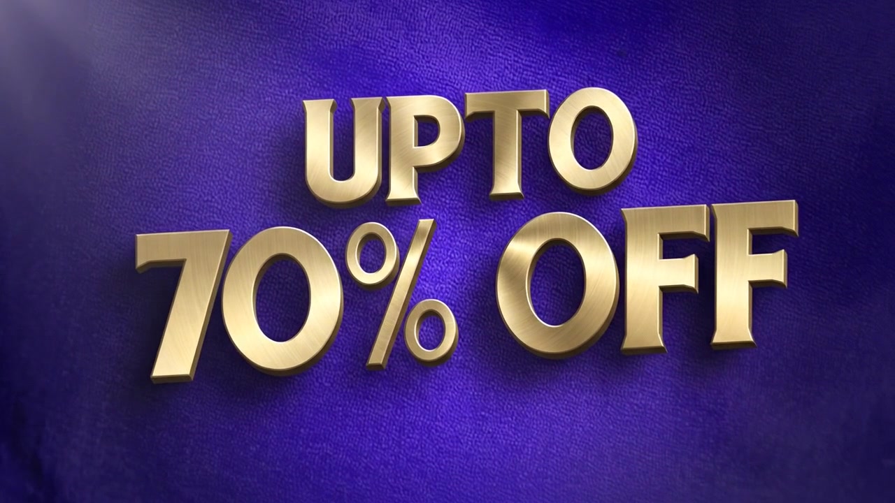Upto 70% Off Promotional Text Banner Animation With Vibrant 3D Typography