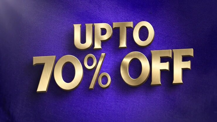 Upto 70% Off Promotional Text Banner Animation With Vibrant 3D Typography