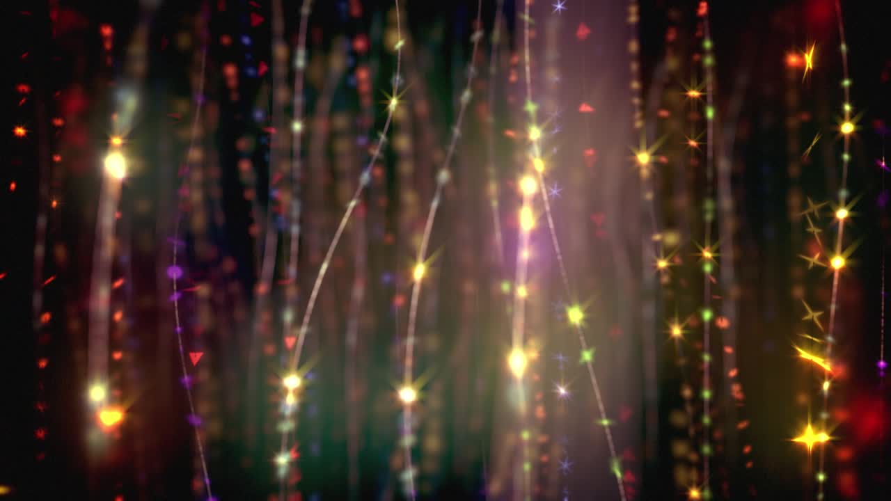 Movement through the bright sparkling garlands loop