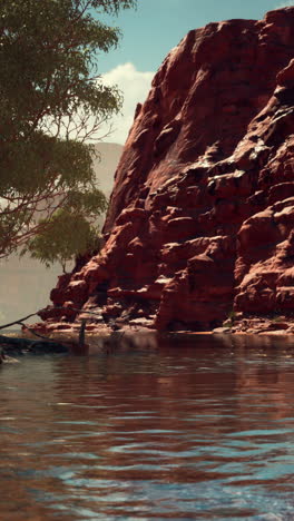 serene red rock canyon river landscape