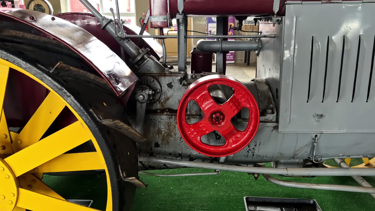 Railroad parts displayed in a museum. Zoom in