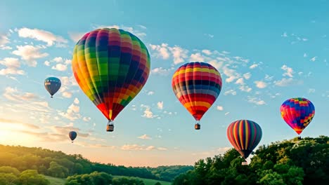 a group of hot air balloons flying over a body of water