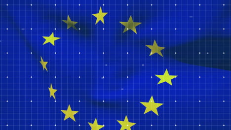 animation of spots moving over flag of eu