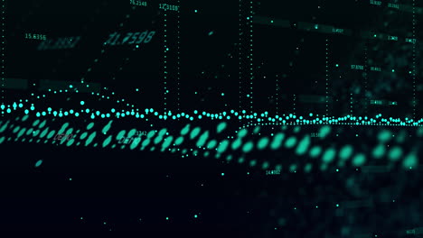 Animation of statistical data processing against black background