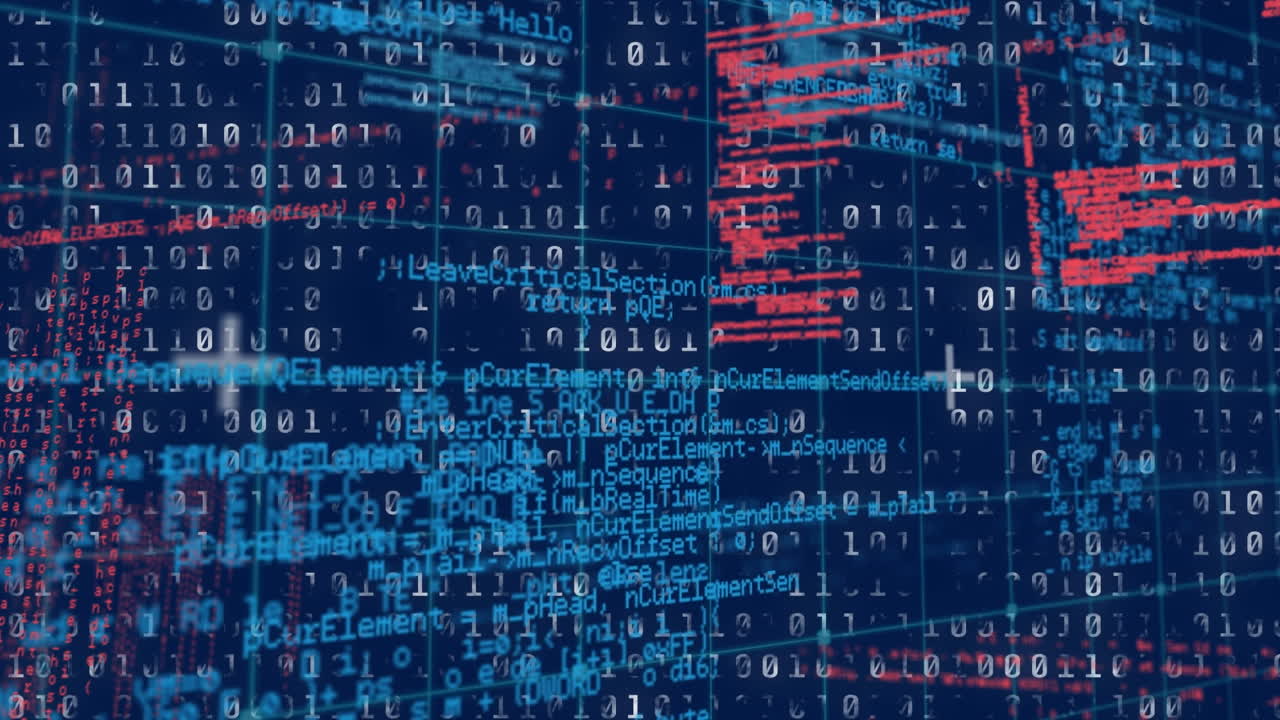 파란색 배경에 있는 데이터 처리의 애니메이션