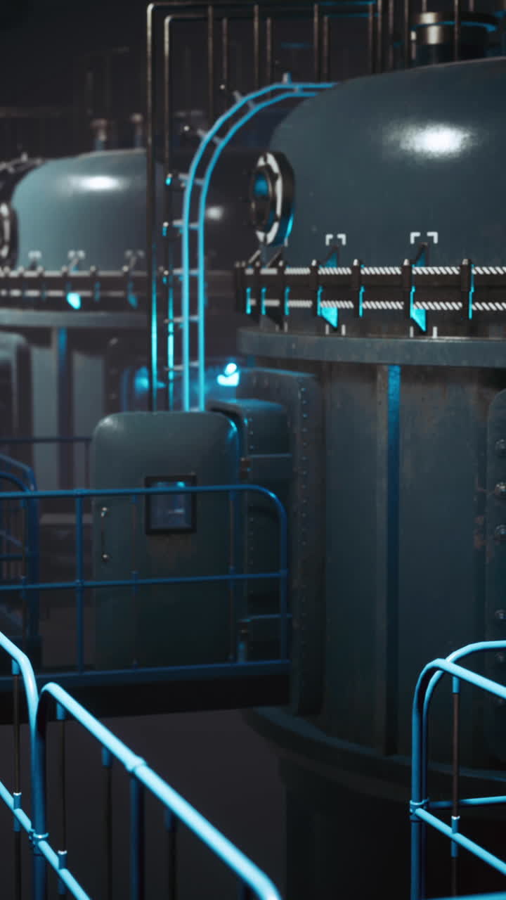 máquinas industriales en una instalación oscura