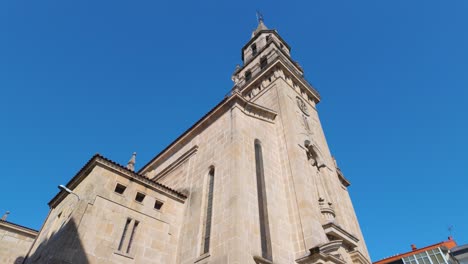 establishing shot of church de fatima in o couto, ourense, galicia, spain