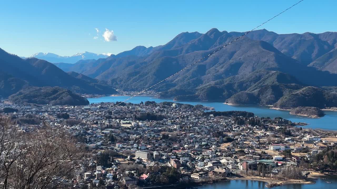 Fujikawaguchiko Town, Japan. View From Lookout of Ropeway Station in Sunny Day