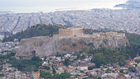 athens landmark acropolis view from lycabettus hill, greece