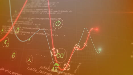 animation of financial data processing on orange background