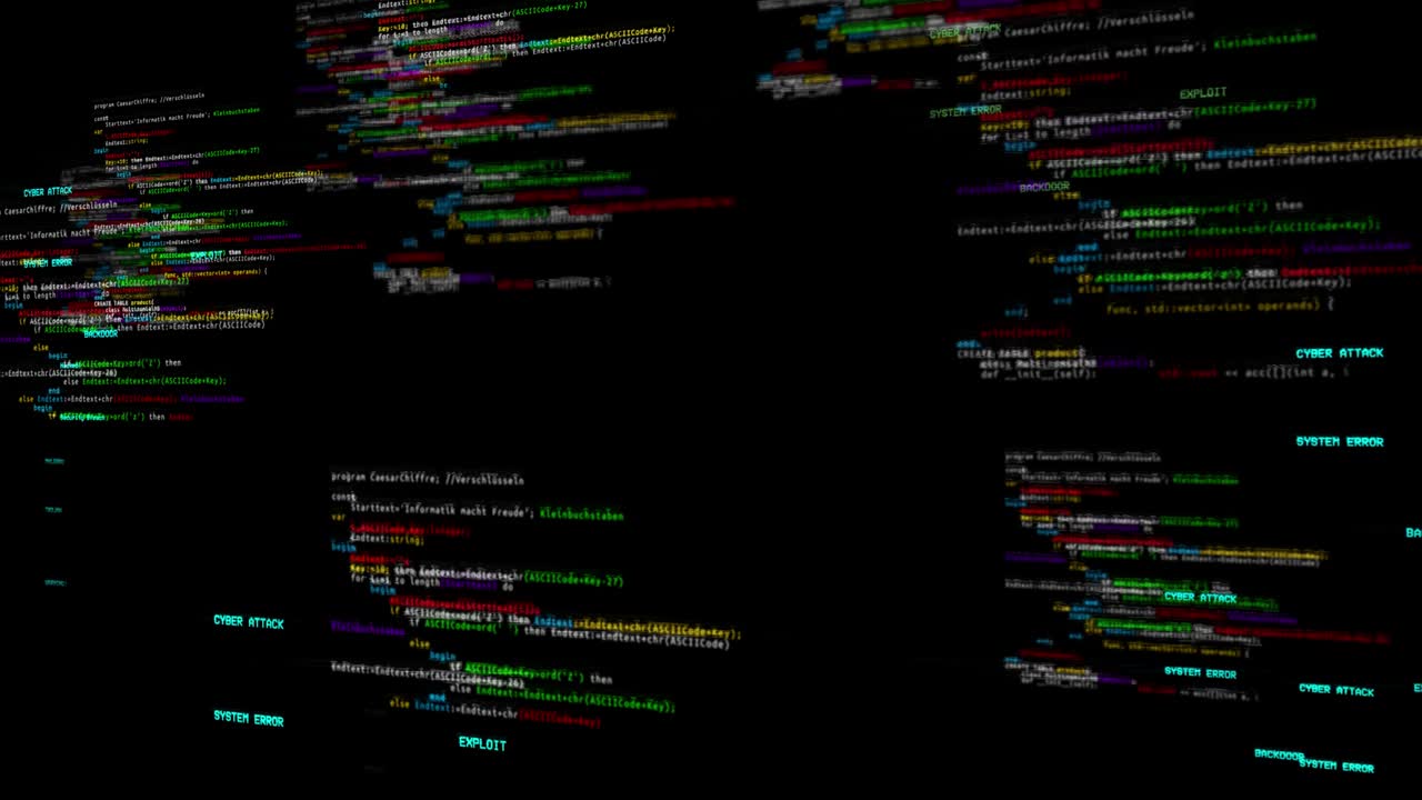 4k Abstract computer code running in a virtual space Loop Animation.