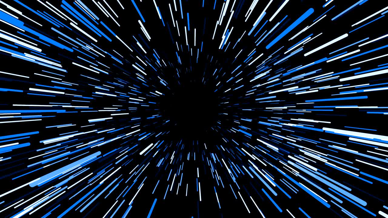 Flying trought hyperspace, abstract animation in blue colors, seamless loop.
