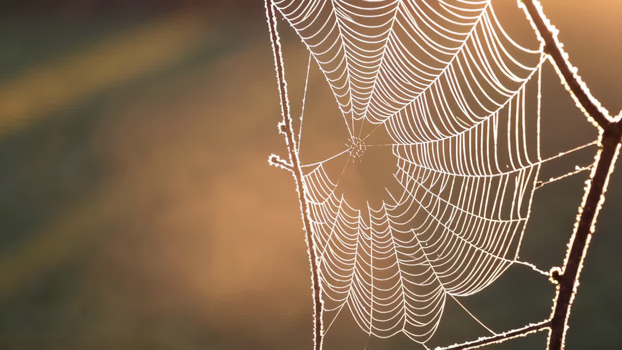 Dew-kissed Spiderweb in the Morning Sunlight