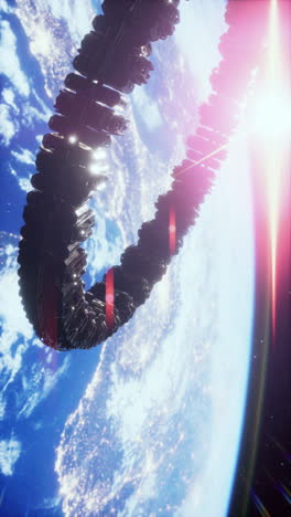 futuristic space station orbiting earth