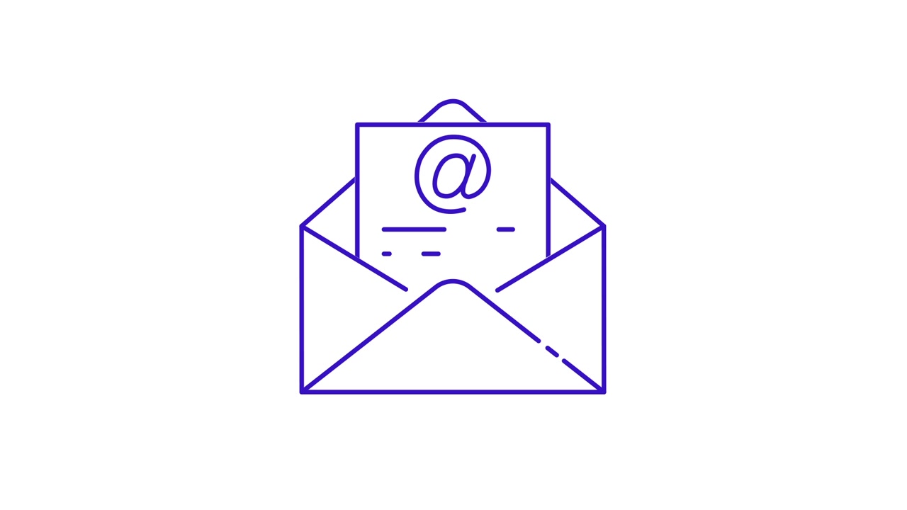 Animeret stregtegningsikon af en e-mailkonvolut, der åbner