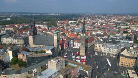 market square with the red tower and st