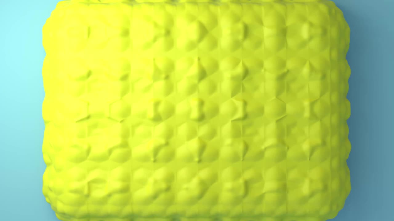 Sıralar halinde düzenlenmiş büyüyen topların döngüsel 3D animasyonu.