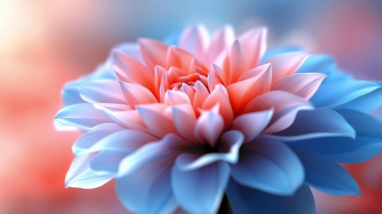 Colorful lotus flower in full bloom. A vibrant lotus flower displays stunning pink and blue petals with a soft blurred background during golden hour.