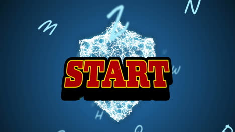 animation of start text over security shield and letters