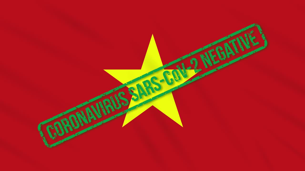 코로나 바이러스로부터의 자유의 녹색 스프와 함께 흔들리는 베트남 발, 루프