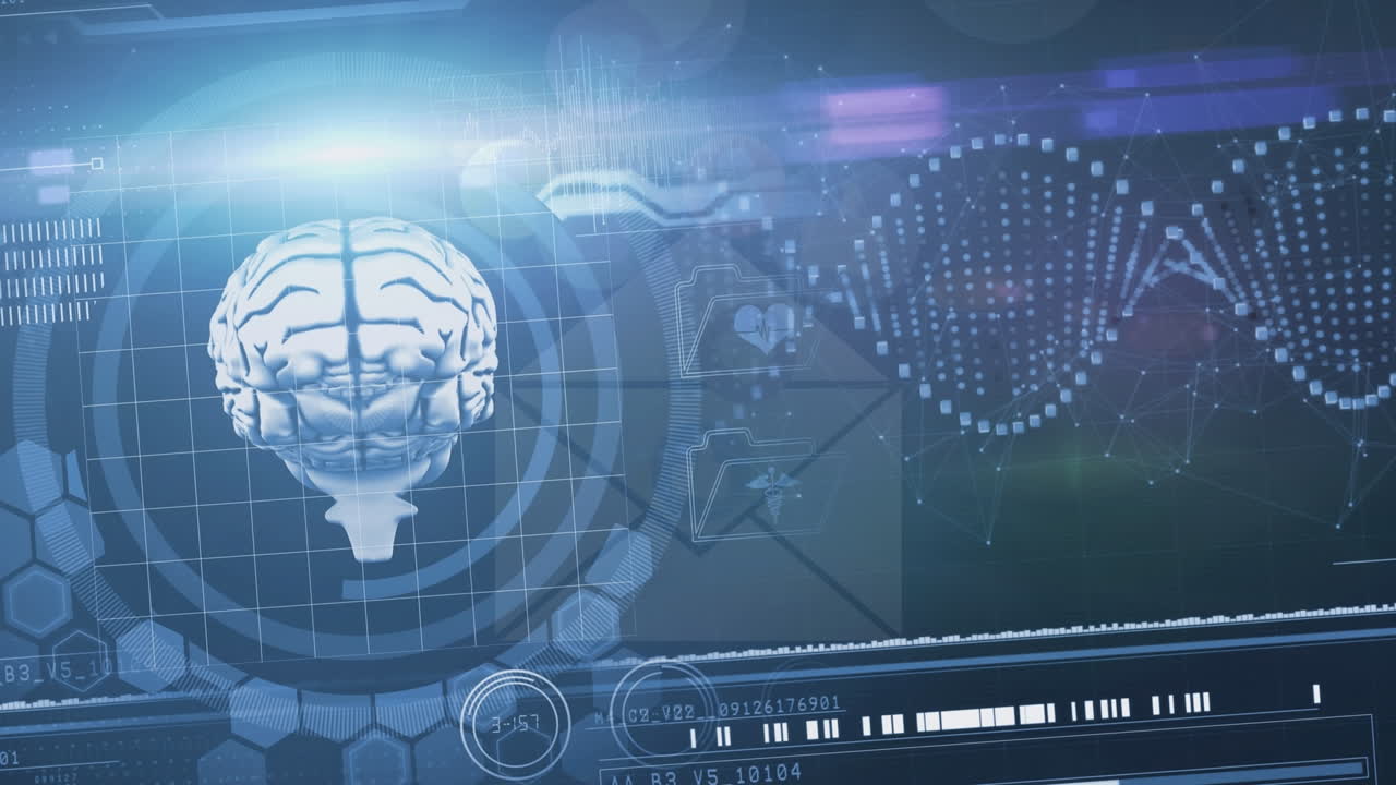 Animation of digital data and network of connections over caucasian man using smartwatch