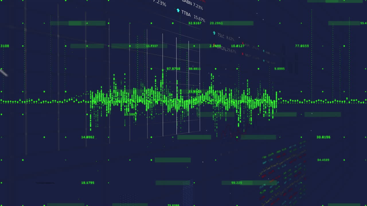 어두운 배경에서 데이터 처리의 애니메이션